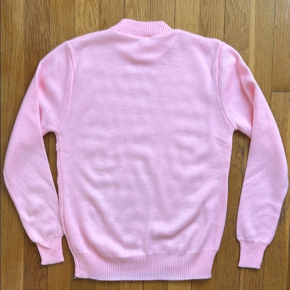 Vintage 80s Knit Mockneck Made in Ireland Bright Pink Women's Sweater Acrylic - Picture 10 of 15